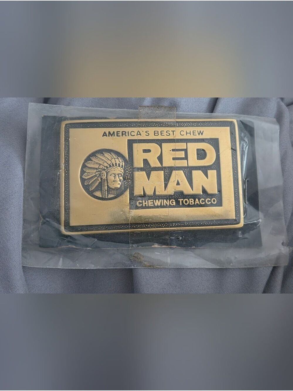 NWT Vintage Red Man Chewing Tobacco Brass Belt Buckle